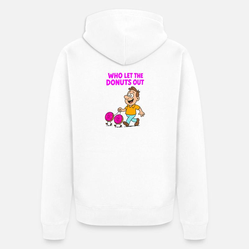 Conception d’expression de beignet humoristique - Veste à capuche bio Premium Unisexe - blanc