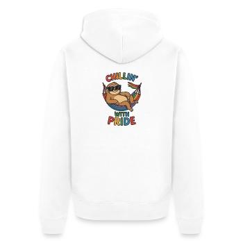 Pride Regenbogen Liebe Gleichheit Vielfalt Queer - Unisex Premium Bio Zip Hoodie - Weiß - Hinten - Thijin (182cm)