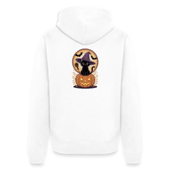 Witch cat with pumpkin view - Unisex Premium Organic Zip Hoodie - white - Back - Thijin (182cm)