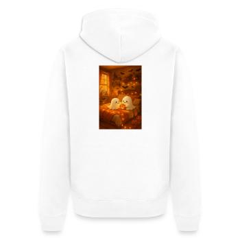 Autumn Ghosts Halloween Cute - Unisex Premium Organic Zip Hoodie - white - Back - Thijin (182cm)