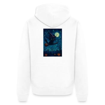 Gaming Halloween Cat as Witch - Unisex Premium Organic Zip Hoodie - white - Back - Thijin (182cm)