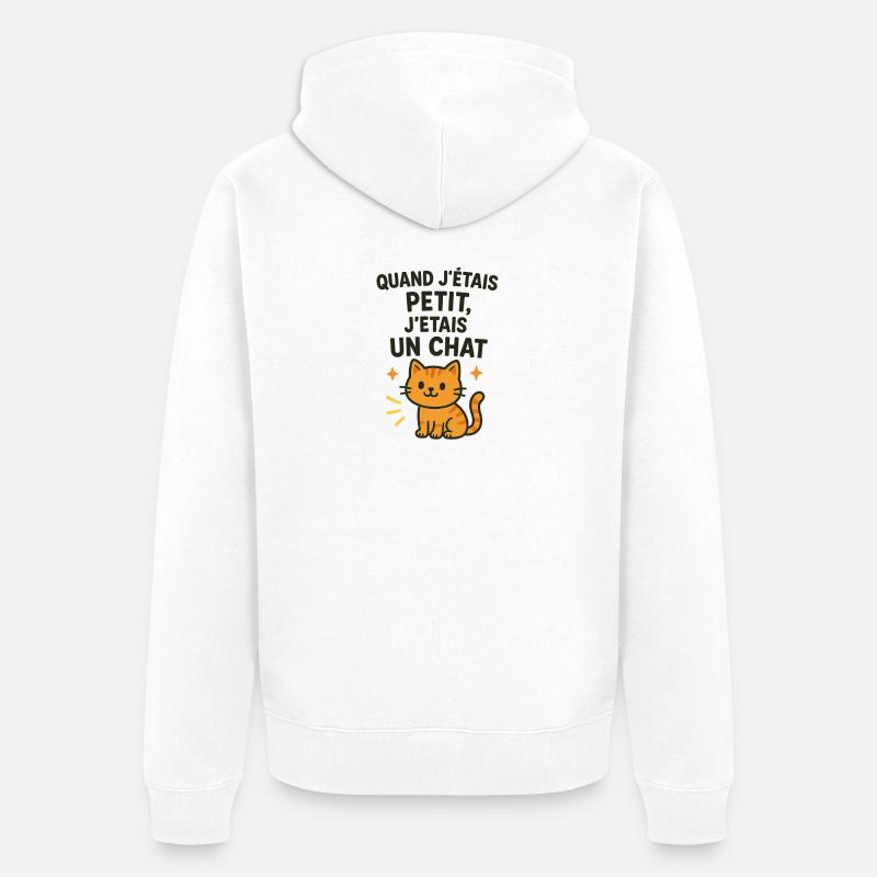 Chat mignon chaton quand j'étais petit - Veste à capuche bio Premium Unisexe - blanc