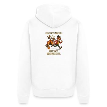 Nicht mein Zirkus. Nicht meine Affen. - Unisex Premium Bio Zip Hoodie - Weiß - Hinten - Thijin (182cm)