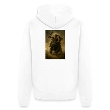Guerrier Barbare sur Ours Brun – Illustration Fant - Veste à capuche bio Premium Unisexe - blanc - Dos - Thijin (182cm)