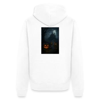 Halloween Kürbis Goth Horror - Unisex Premium Bio Zip Hoodie - Weiß - Hinten - Thijin (182cm)