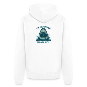 Stronger Than You – Shark Artwork - Unisex Premium Bio Zip Hoodie - Weiß - Hinten - Thijin (182cm)