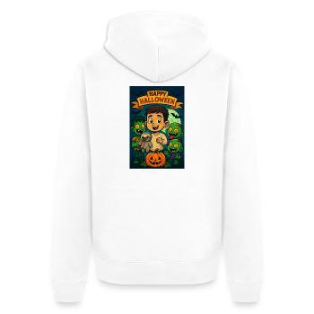 Joyeux Halloween Kid avec des monstres - Veste à capuche bio Premium Unisexe - blanc - Dos - Thijin (182cm)