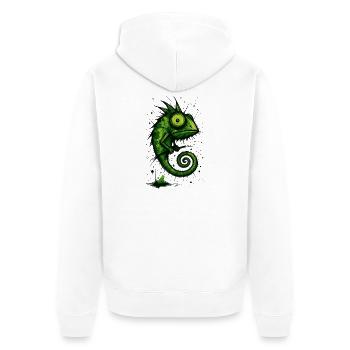 Funny chameleon with big eyes – splash - Unisex Premium Organic Zip Hoodie - white - Back - Thijin (182cm)