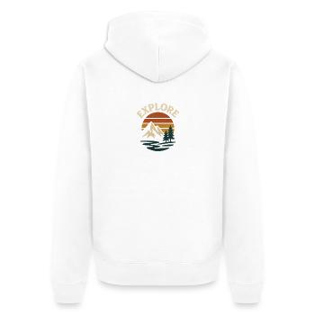 Explore Sonnenuntergang - Unisex Premium Bio Zip Hoodie - Weiß - Hinten - Thijin (182cm)