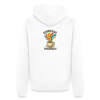 Espresso Yourself - Unisex Premium Bio Zip Hoodie - Weiß - Hinten - Thijin (182cm)