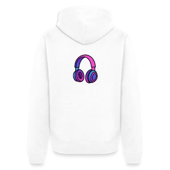 Neon Gradient Kopfhörer Illustration - Unisex Premium Bio Zip Hoodie - Weiß - Hinten - Thijin (182cm)
