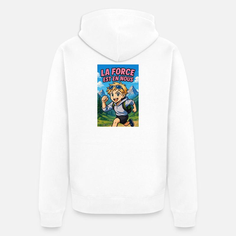 Force Intérieure Aventure - Veste à capuche bio Premium Unisexe - blanc