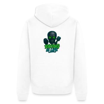 La course est la vie crâne néon - Veste à capuche bio Premium Unisexe - blanc - Dos - Thijin (182cm)