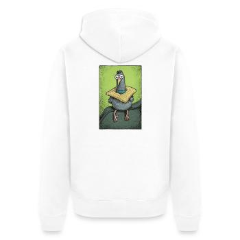 Sir Gurrington sits - Unisex Premium Organic Zip Hoodie - white - Back - Thijin (182cm)