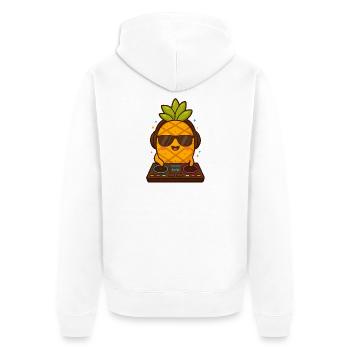 Pineapple DJ with sunglasses - Unisex Premium Organic Zip Hoodie - white - Back - Thijin (182cm)