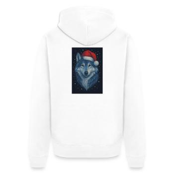 Nordic wolf in a Christmas hat - Unisex Premium Organic Zip Hoodie - white - Back - Thijin (182cm)