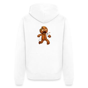Halloween Zombie Gingerbread Man - Unisex Premium Organic Zip Hoodie - white - Back - Thijin (182cm)