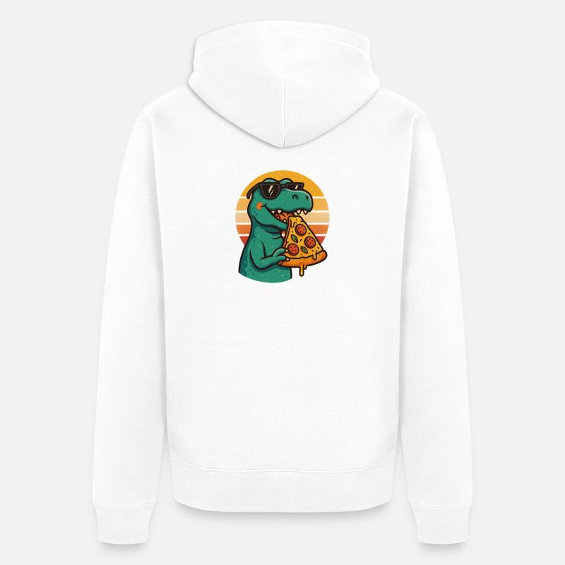 Pizza Saurus Rétro - Veste à capuche bio Premium Unisexe - blanc