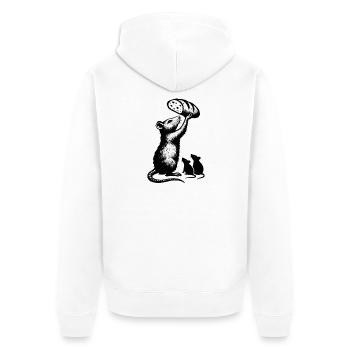 Rat soulevant une miche de pain – illustration graphique - Veste à capuche bio Premium Unisexe - blanc - Dos - Thijin (182cm)
