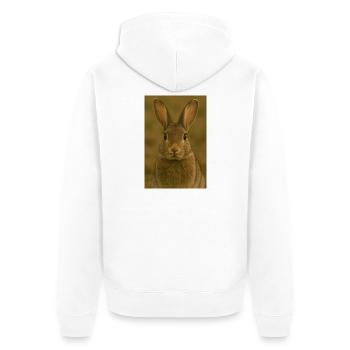 Tier, Kaninchen/Hase - Unisex Premium Bio Zip Hoodie - Weiß - Hinten - Thijin (182cm)