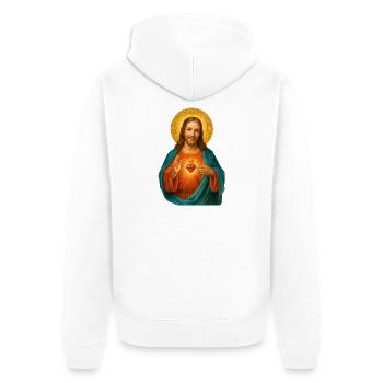 Illustration du Sacré-Cœur de Jésus - Veste à capuche bio Premium Unisexe - blanc - Dos - Thijin (182cm)