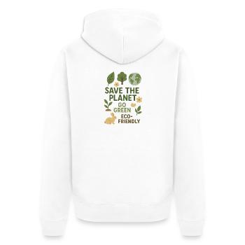 Save the Planet Go Green Eco Friendly - Unisex Premium Organic Zip Hoodie - white - Back - Thijin (182cm)