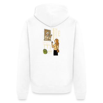 Oma Karin nach Hause begleiten - Unisex Premium Bio Zip Hoodie - Weiß - Hinten - Thijin (182cm)