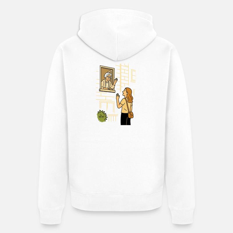 Accompagner Mamie Karin à la maison - Veste à capuche bio Premium Unisexe - blanc