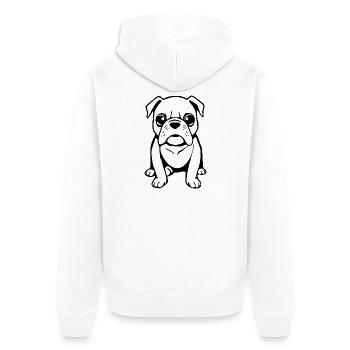 Cadeau de chemise de chien bouledogue - Veste à capuche bio Premium Unisexe - blanc - Dos - Thijin (182cm)