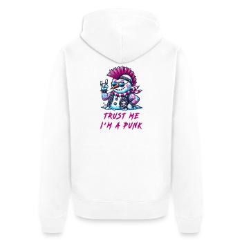 Punk Snowman – Trust Me - Unisex Premium Bio Zip Hoodie - Weiß - Hinten - Thijin (182cm)