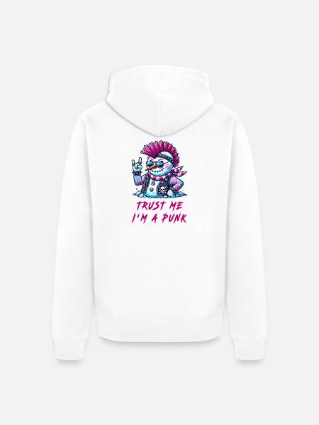 Punk Snowman – Trust Me - Unisex Premium Bio Zip Hoodie - Weiß