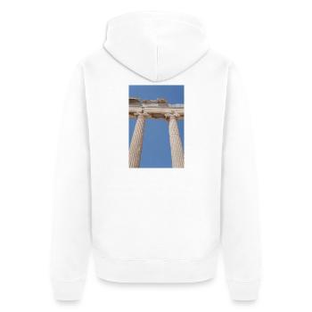 Ancient columns under blue sky, Acropolis - Unisex Premium Organic Zip Hoodie - white - Back - Thijin (182cm)