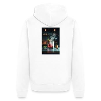 Crimson Splash Cocktail - Unisex Premium Organic Zip Hoodie - white - Back - Thijin (182cm)