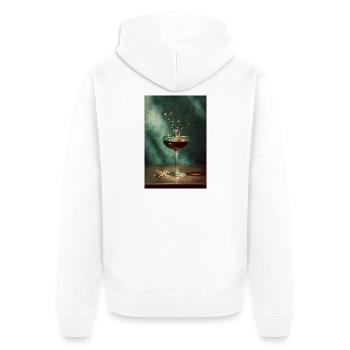 Emerald Splash Cocktail Vintage Art - Unisex Premium Organic Zip Hoodie - white - Back - Thijin (182cm)