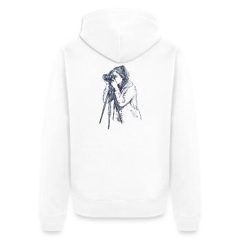 Female Photographer Line Art - Unisex Premium Organic Zip Hoodie - white - Back - Thijin (182cm)