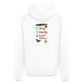 Weihnachten Artig Unartig Im Zweifel - Unisex Premium Bio Zip Hoodie - Weiß - Hinten - Thijin (182cm)