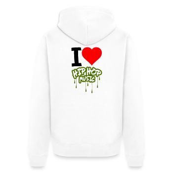J’adore la musique hip hop - Veste à capuche bio Premium Unisexe - blanc - Dos - Thijin (182cm)