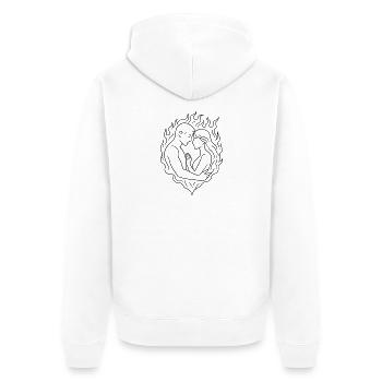 Flame Heart Lovers - Loving Couple - Unisex Premium Organic Zip Hoodie - white - Back - Thijin (182cm)