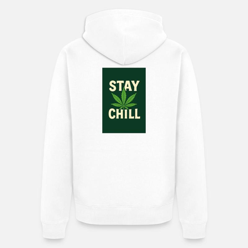 Stay Chill Cannabis Leaf - Unisex Premium Organic Zip Hoodie - white