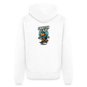 Skater Capy – Cool Capybara Skate - Unisex Premium Bio Zip Hoodie - Weiß - Hinten - Thijin (182cm)