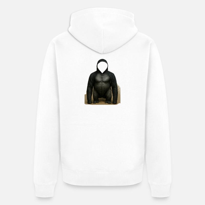 Shadow Gorilla Kapuzenpullover Design - Unisex Premium Bio Zip Hoodie - Weiß