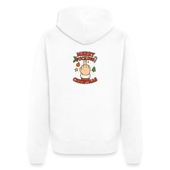 Merry Christmas Mittelfinger - Unisex Premium Bio Zip Hoodie - Weiß - Hinten - Thijin (182cm)
