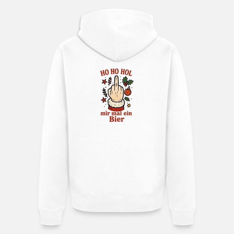 Noël Ho Ho Offrez-moi une bière - Veste à capuche bio Premium Unisexe - blanc