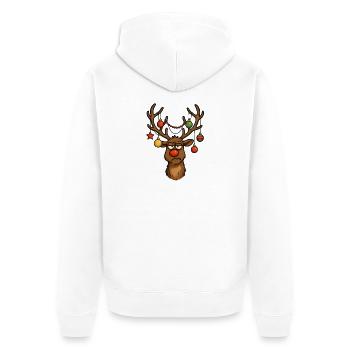 Hirsch Rudolph Frohe Weihnachten - Unisex Premium Bio Zip Hoodie - Weiß - Hinten - Thijin (182cm)