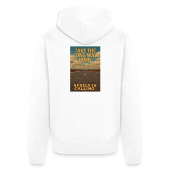 Africa is calling: a long way home - Unisex Premium Organic Zip Hoodie - white - Back - Thijin (182cm)