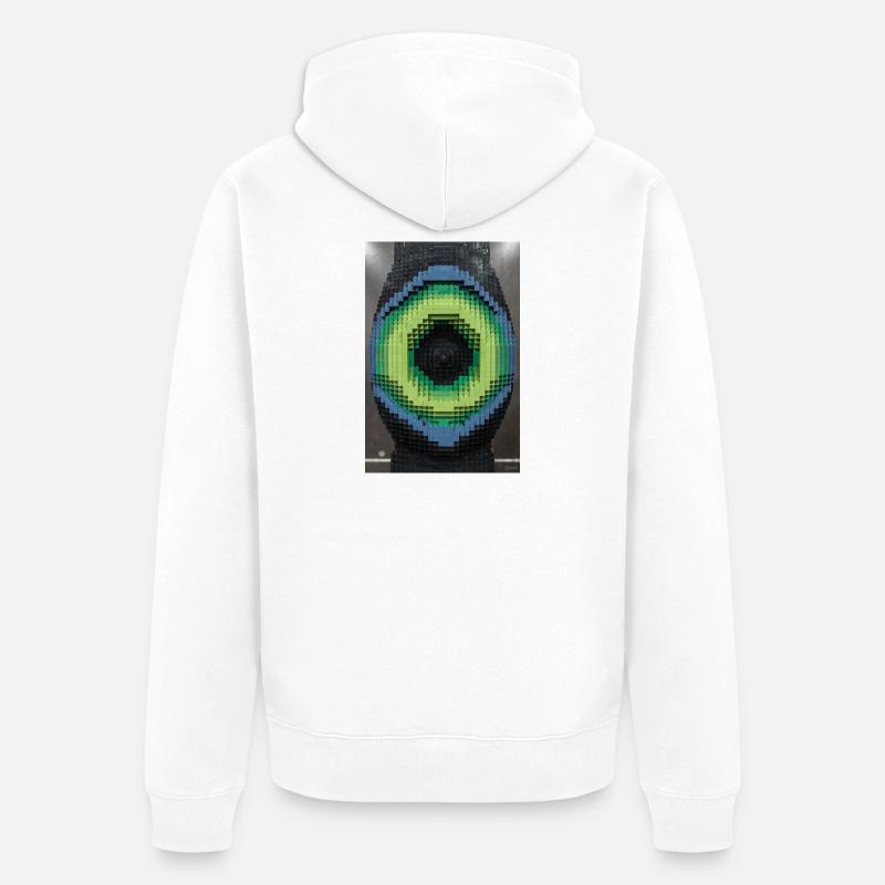 Mosaïque d’œil de pixel - Veste à capuche bio Premium Unisexe - blanc