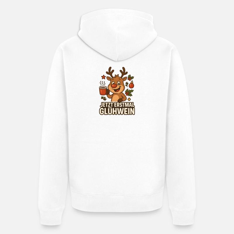 Renne au vin chaud de Noël - Veste à capuche bio Premium Unisexe - blanc