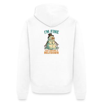Schmelzender Schneemann I'm fine - Unisex Premium Bio Zip Hoodie - Weiß - Hinten - Thijin (182cm)