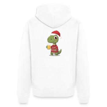 Dino Weihnachts-Festpullover - Unisex Premium Bio Zip Hoodie - Weiß - Hinten - Thijin (182cm)