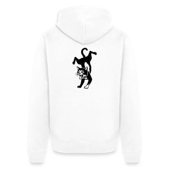 Katzensilhouette Sprung - Unisex Premium Bio Zip Hoodie - Weiß - Hinten - Thijin (182cm)